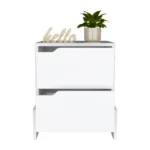 Modern nightstand with 2 drawers in glossy white compact bedside table from Goldoma