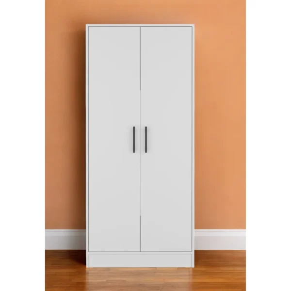 White Two-Piece Bedroom Set with Dresser and Armoire
