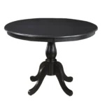 42-inch round pedestal dining table in black wood finish by Goldoma