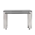 HMS 47" Gray and Silver Wood and Stainless Steel Sled Computer Desk Durable and Stylish Writing Desk – top view