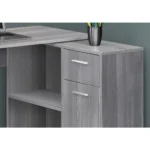 HMS 34" Modern White L-Shape Computer Desk with Two Drawers Solid Wood Office Desk Space-Saving Laptop Table for Bedroom