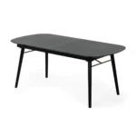 71 inch black rectangular dining table with butterfly leaf extension from Goldoma, modern manufactured wood dining table seats 6