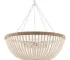 Bohemia Wood Beaded Chandelier Farmhouse Rustic Pendant Light for Bedroom Kitchen Island Dining Living Room White, Dia 22