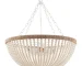 Bohemia Wood Beaded Chandelier Farmhouse Rustic Pendant Light for Bedroom Kitchen Island Dining Living Room White, Dia 22