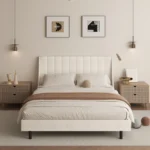 Goldoma Creamy Upholstered Storage Bed – Luxury Full/Queen/King Size with Velvet Fabric & Wood Frame – styled in a