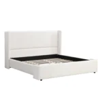 Goldoma King Size Upholstered Platform Bed with wave headboard in modern bedroom