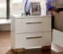 Modern white nightstand with drawers glossy lacquer chrome handles