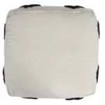 Goldoma 18-inch white cotton geometric pouf ottoman with storage - modern foot stool and extra seating for small spaces