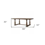 88 inch rustic solid wood trestle dining table in light gray and gray - Goldoma