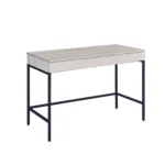 HMS 42" Solid Wood Computer Table Natural Black Writing Desk with Two Drawers Foldable Adjustable for Living Room Metal