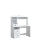 HMS 47" White Wood Writing Desk with Two Drawers Adjustable Computer Table Modern Design Office Desk with Shelf Metal