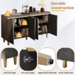 Modern Hotel Sideboard Cabinet with Storage 4-Door Doors Dimensional Effect Adjustable Shelves for Dining Room - Image 4