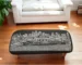 Goldoma 38" Luxury Black Wool Ottoman with Brown Legs