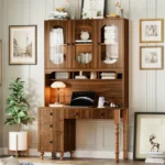 Modern Eco-Friendly Durable Desk Charging Ports Hutch Cabinet Office Storage Drawers Bookshelf Executive Computer Home MDF