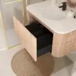 USA Free Shipping Modern Floating Bathroom Vanity Cabinet Natural Wood Wall Mounted Bathroom Vanity with Drawer – close-up