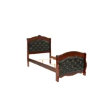 Goldoma Dark Cherry Twin Size Bed with Espresso Faux Leather Headboard – close-up detail