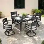 5-Piece Aluminum Outdoor Dining Set with Swivel Rockers – angled view