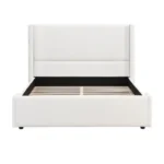 Goldoma modern adjustable queen upholstered bed with tall headboard in white fabric
