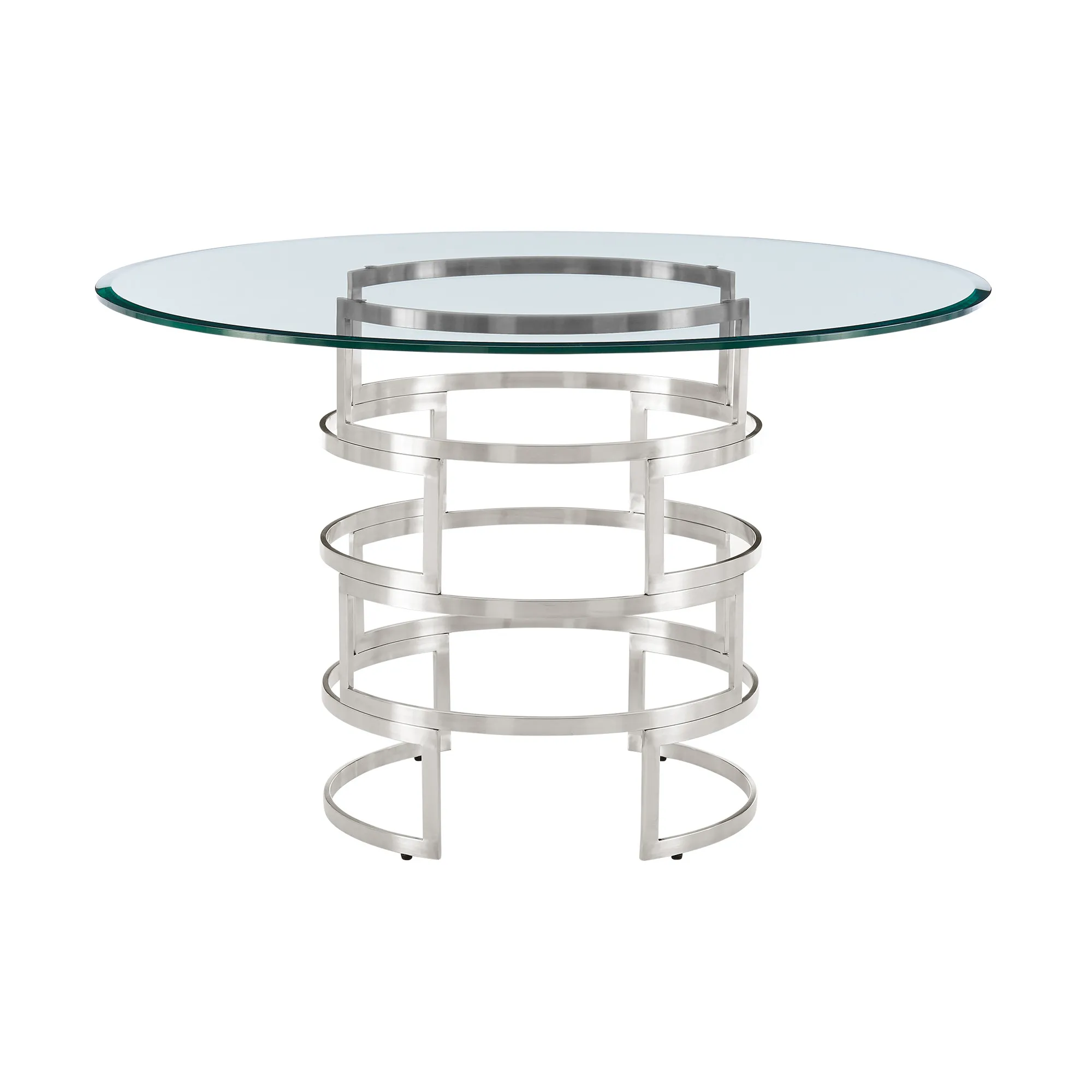 He2ab8c632c1c460eac0d2f898093e764g.webp Round glass dining table 48 inch with stainless steel pedestal base in clear and silver finish