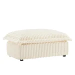 Goldoma Cream Corduroy Ottoman - Versatile Footrest & Extra Seating – close-up detail
