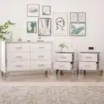 Elegant 3-Piece Dresser Set with Two Nightstands and Metal Handles