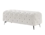 Goldoma 59 storage ottoman bench in beige velvet with hidden storage compartment