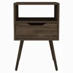 Dark walnut nightstand with one drawer and open shelf – Otom modern bedroom storage furniture by Goldoma