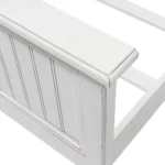 Goldoma white carved geometric distressed solid wood king bed frame in bedroom