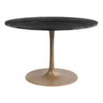 Gold rectangle dining table with pedestal base - Goldoma 47-inch modern gold steel table