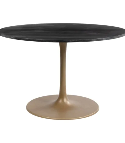 Gold rectangle dining table with pedestal base - Goldoma 47-inch modern gold steel table