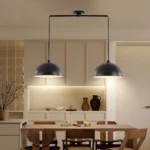 41" Industrial Modern Black Double Pendant Light,Adjustable Ceiling Hanging Lamp with Matte Finish for Dining Room(No Bulbs)