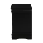 Goldoma black 2-drawer nightstand with silver handles in a classic bedroom setting