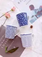 British ceramic Roland simple elegant romantic Mug European coffee tea cup office water cup underglaze color – side view