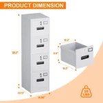 Metal Vertical Office Filing Cabinet 4 Drawers Assembly Required-Name Card Holder for A4 Letter Legal Size 4 Drawer File