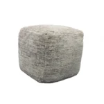 Goldoma 18-inch gray wool cube pouf ottoman as footrest in living room
