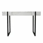 HMS 45 Solid Wood Office Desk White and Black Writing Desk with Modern Design Foldable Feature for Home Office Living Room