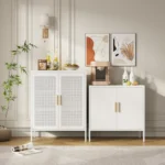 2-Door White FCJ Metal Storage Cabinet with 2 Adjustable Shelves Steel Garage File Cabinet for Home Office & School Gym