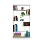 Furnish Home Store Wood Frame Etagere Open Back 6 Shelves Bookcase Industrial Bookshelf for Office – side view