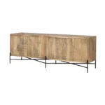 HMS 78 Modern Traditional Sideboard Cabinet Brown Solid Mango Wood with Four Doors for Home Bar Furniture - Image 5