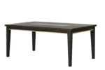 Contemporary espresso wood dining table with mirror insert in a modern dining room setting.
