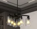 US Stock Free Shipping 21.7in Matte Black Clear Glass 6-Light Modern Farmhouse Chandelier Hanging Pendant Light