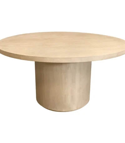 60 inch solid wood pedestal dining table in natural and brown two-tone finish