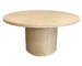60 inch round pedestal dining table in natural and brown solid wood