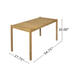 Goldoma outdoor dining table solid acacia wood light teak finish on patio
