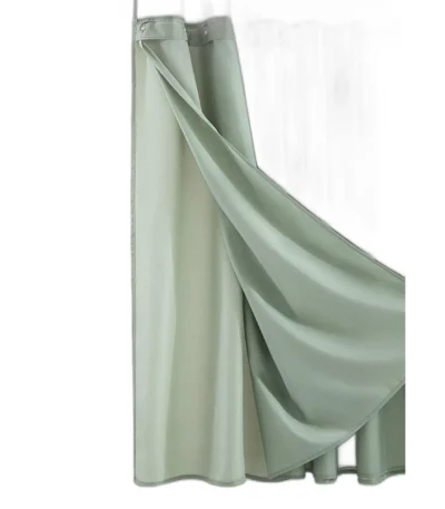 HMS Modern Grid Shower Curtain and Liner Set Sage Green Peva Material Water Proof 3D Cute Design with Hooks for Bathroom Use