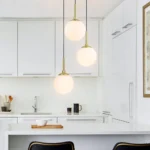 Instock Nordic Led Hanging Lighting E26 3 Head Ball Chandelier White Glass Bar Pendant Light Glass Ball Pendant Light for