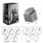 Set of 18 VG-10 Damascus Steel Chef Knives Best Kitchen Knife Set with Wooden Knife Holder – base detail