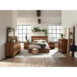 Smokey Walnut 2-drawer nightstand with coffee bean finish in a bedroom