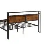 Goldoma Full Size Platform Bed Frame with Wooden Headboard, Footboard, LED Lights & USB Ports – close-up detail