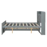 Twin solid wood bed frame with storage headboard and three drawers in white finish